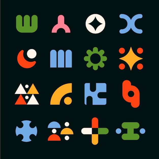 Ilustración de forma geométrica retro colorida de diseño plano