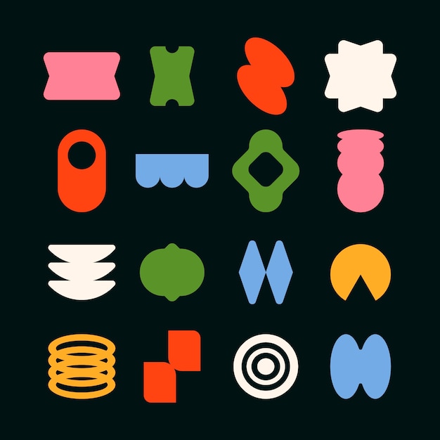 Ilustración de forma geométrica retro colorida de diseño plano