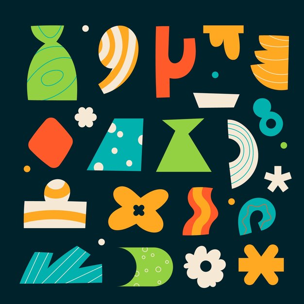 Ilustración de forma geométrica retro colorida de diseño plano