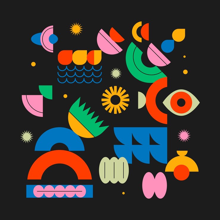 Vector gratuito ilustración de forma geométrica retro colorida de diseño plano