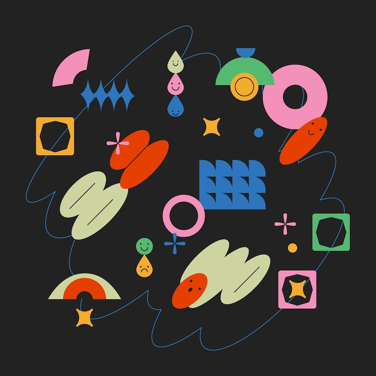 Vector gratuito ilustración de forma geométrica retro colorida de diseño plano