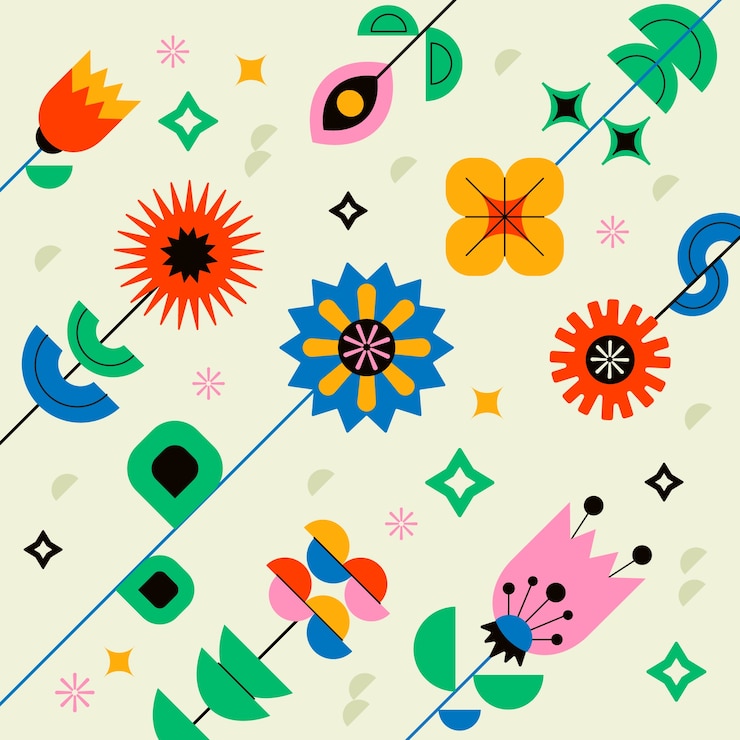 Vector gratuito ilustración de forma geométrica retro colorida de diseño plano