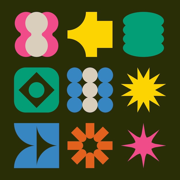 Ilustración de forma geométrica retro dibujada a mano