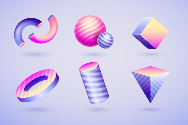 Ilustración de formas abstractas en gradiente 3D