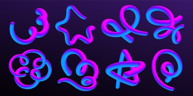 Ilustración de formas abstractas en gradiente 3D