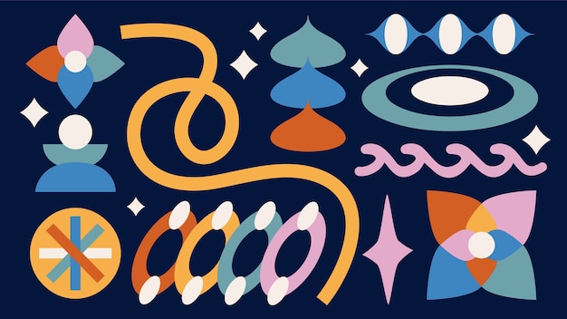 Ilustración de formas geométricas retro dibujadas a mano.