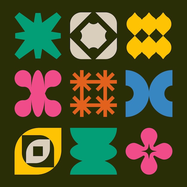 Ilustración de formas geométricas retro dibujadas a mano.