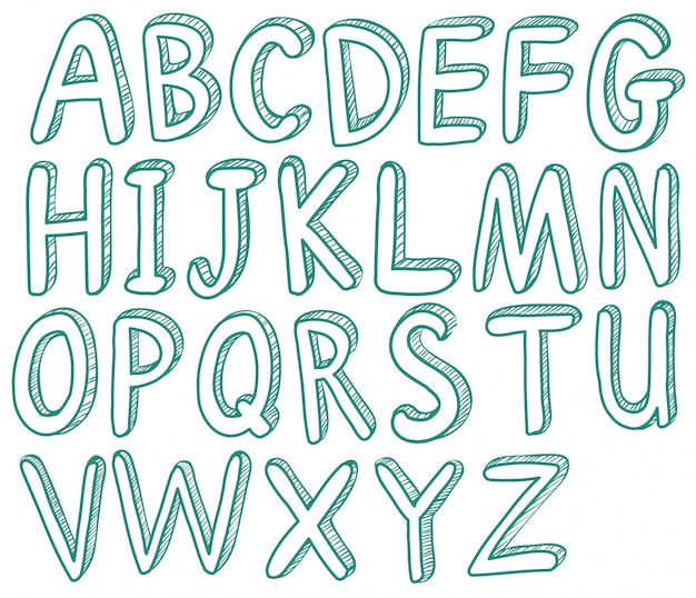 Vector gratuito ilustración de la fuente de letras esbozadas