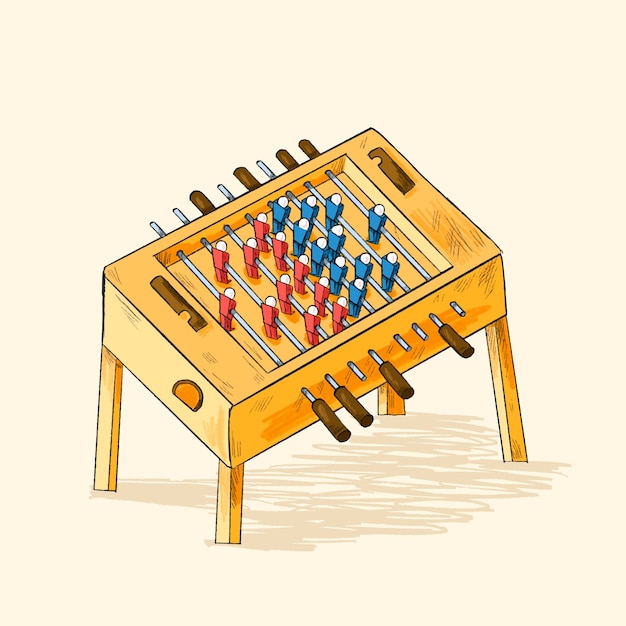 Ilustración de futbolín dibujado a mano