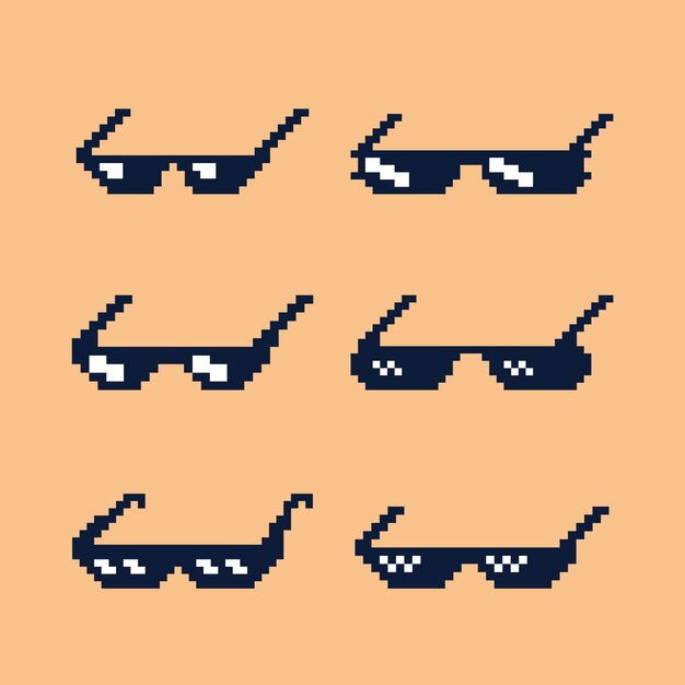 Ilustración de gafas de sol de vida de gamberro de arte de píxeles de diseño plano