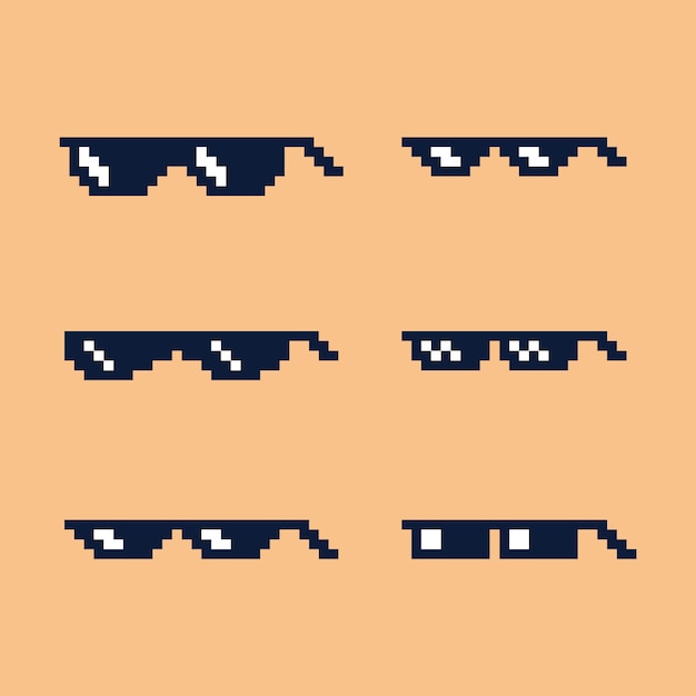 Ilustración de gafas de sol de vida de gamberro de arte de píxeles de diseño plano
