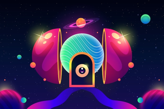 Ilustración de galaxia surrealista degradado