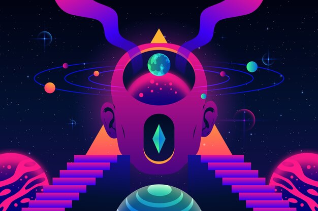 Ilustración de galaxia surrealista degradado