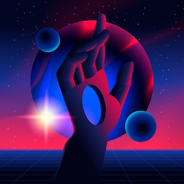 Ilustración de galaxia surrealista degradado