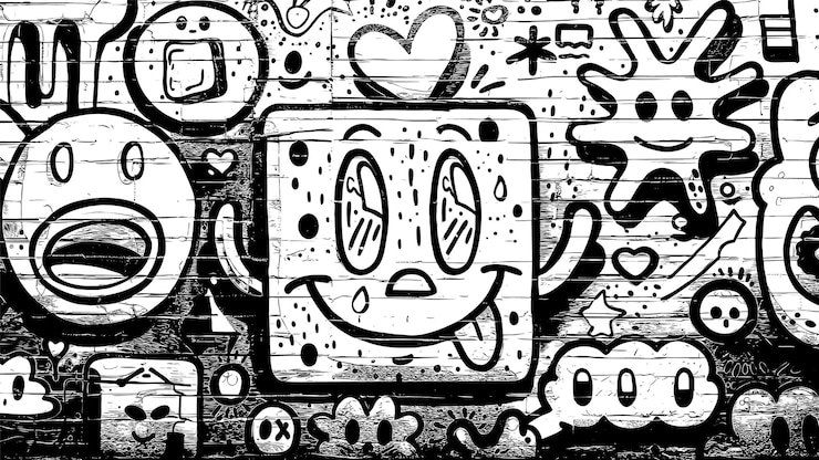 Vector gratuito ilustración de garabateo en la pared de graffiti