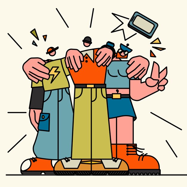 Ilustración de garabateo de personas dibujadas a mano