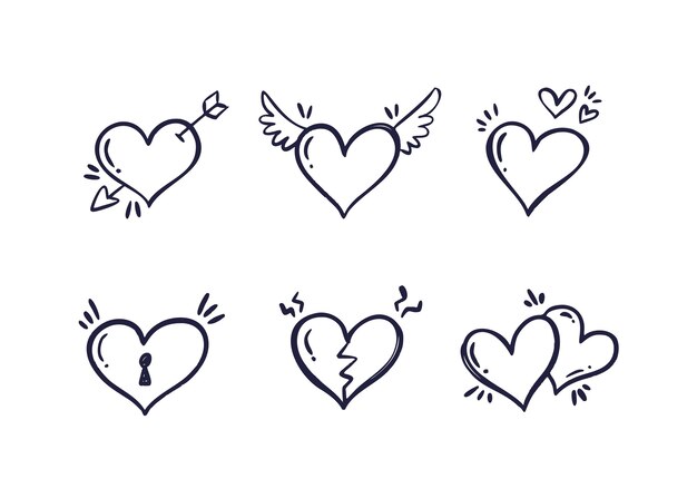 Ilustración de garabato de corazón dibujado a mano