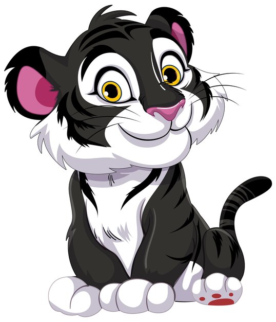 Ilustración de un gatito animado alegre
