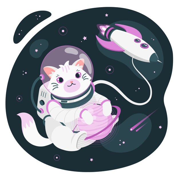 Ilustración de gato astronauta