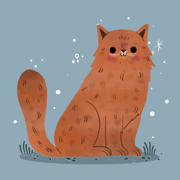 Ilustración de gato kawaii dibujado a mano