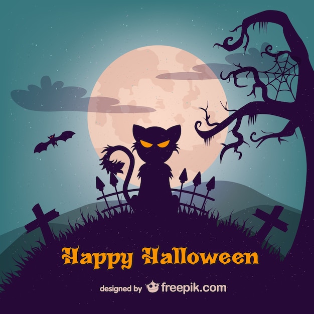 Ilustración de gato maligno para halloween