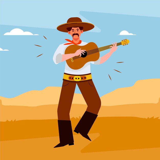Ilustración de gaucho bailando estilo dibujado a mano