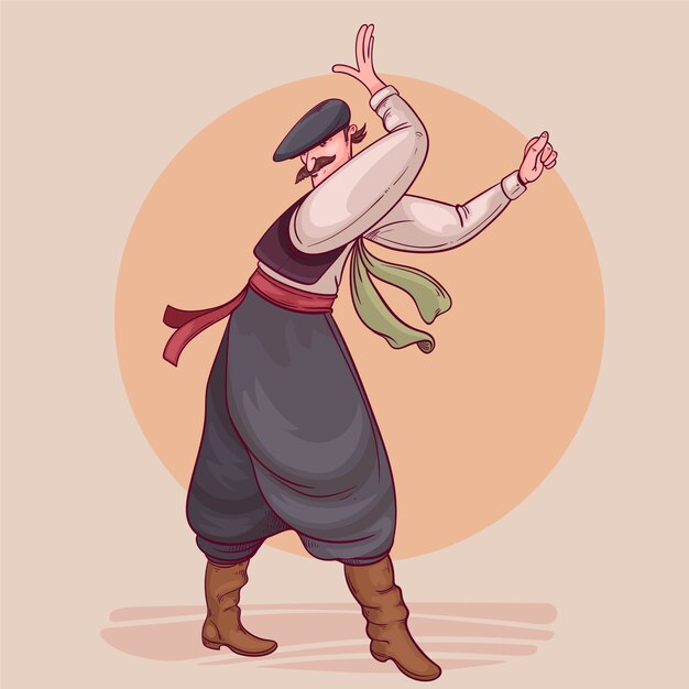 Ilustración de gaucho bailando estilo dibujado a mano