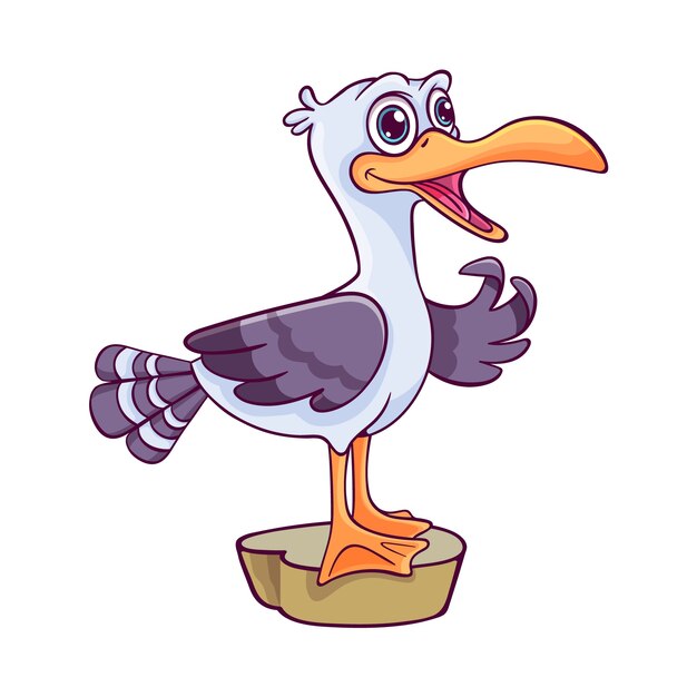 Ilustración de gaviota de dibujos animados dibujados a mano