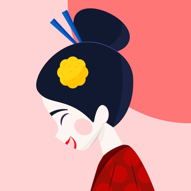 Ilustración de geisha dibujada a mano