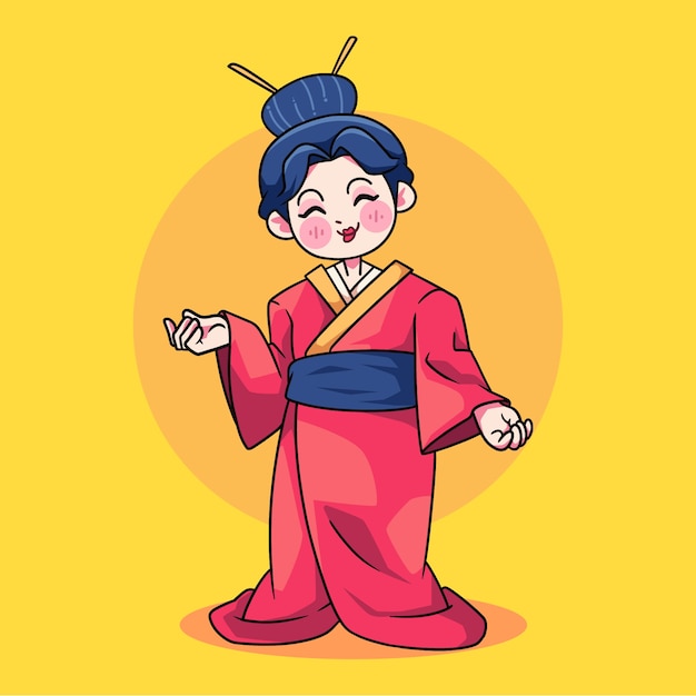 Ilustración de geisha dibujada a mano