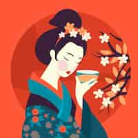 Vector gratuito ilustración de geisha dibujada a mano