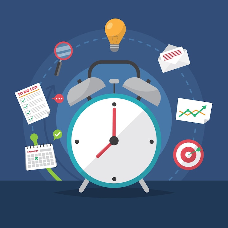Vector gratuito ilustración de gestión del tiempo dibujada a mano plana