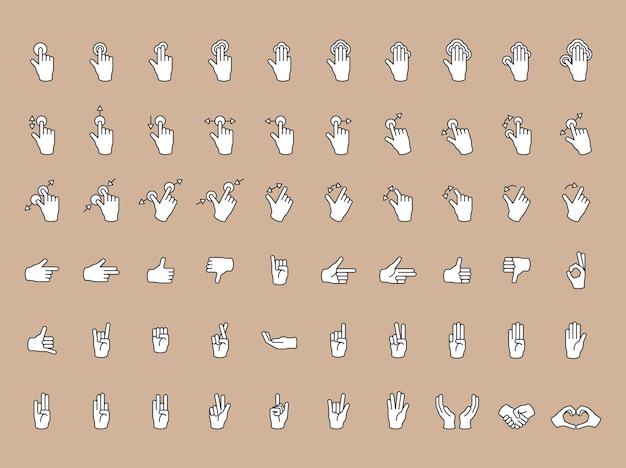 Ilustración del gesto de las manos en línea delgada