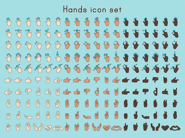 Ilustración del gesto de manos en línea delgada