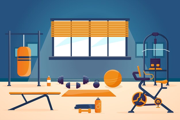Ilustración de gimnasio en casa degradado