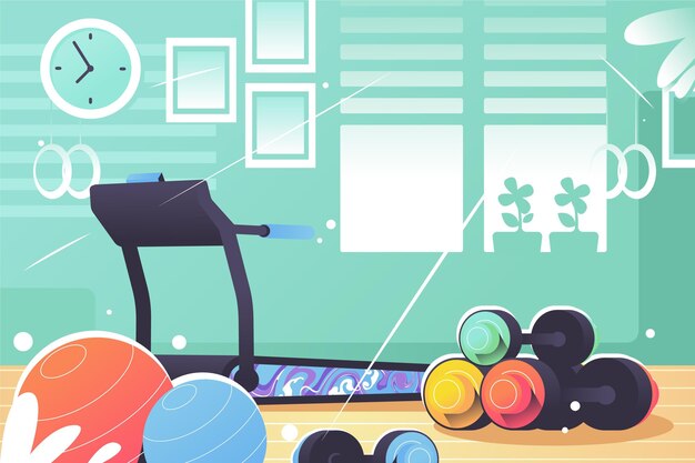 Ilustración de gimnasio en casa degradado