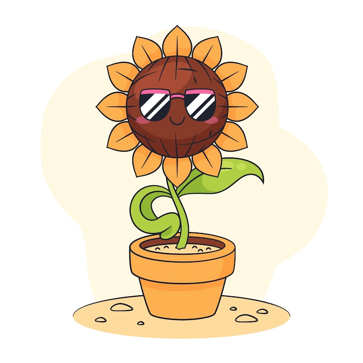 Vector gratuito ilustración de girasol de dibujos animados dibujados a mano