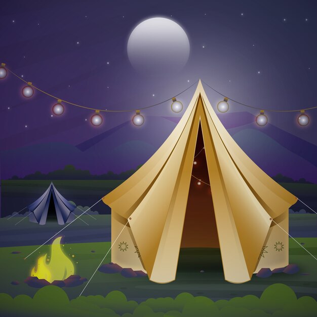 Ilustración de glamping degradado