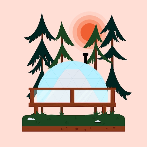 Vector gratuito ilustración de glamping de diseño plano