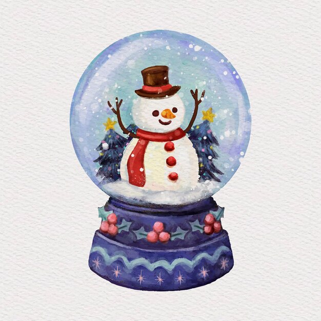 Ilustración de globo de bola de nieve de navidad acuarela