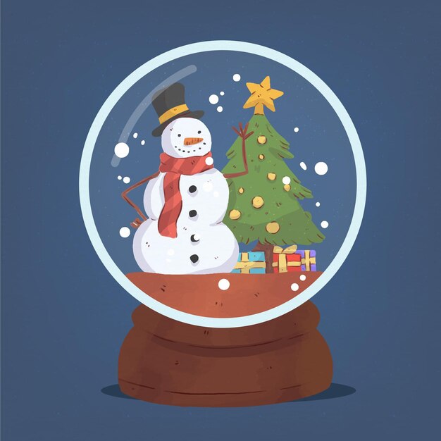 Ilustración de globo de bola de nieve de navidad acuarela
