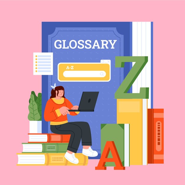 Ilustración de glosario dibujado a mano