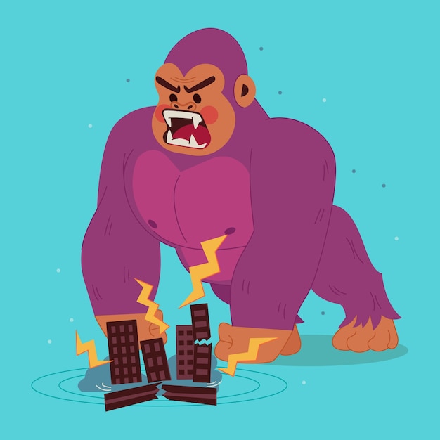 Ilustración de gorila gigante dibujada a mano