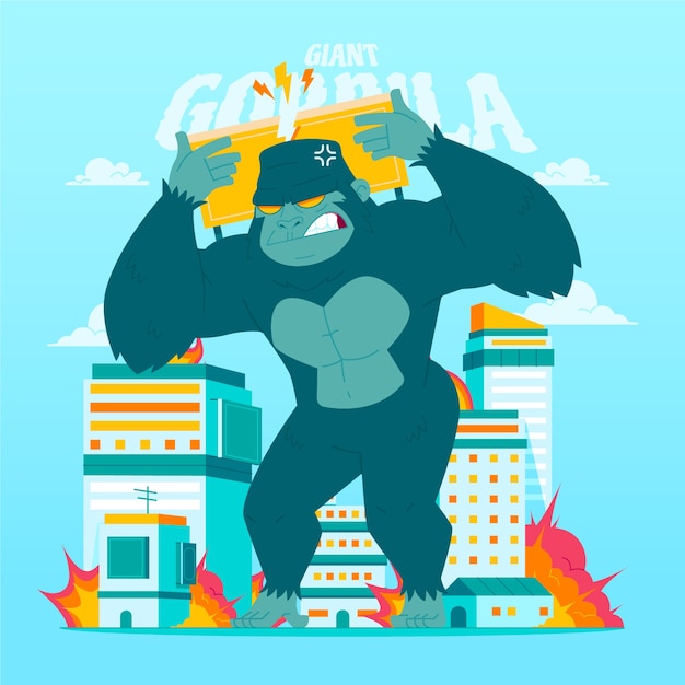 Vector gratuito ilustración de un gorila gigante dibujada a mano