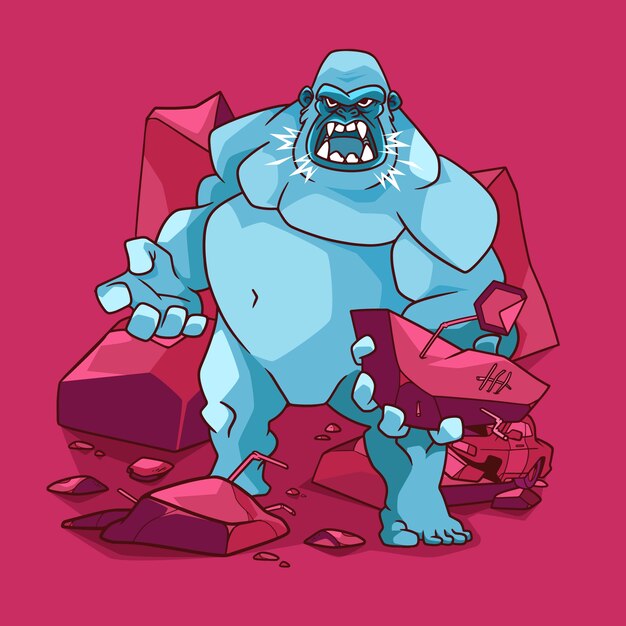 Ilustración de gorila gigante dibujada a mano