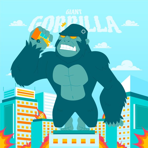 Ilustración de un gorila gigante dibujada a mano