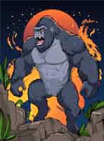 Vector gratuito ilustración de un gorila gigante dibujada a mano