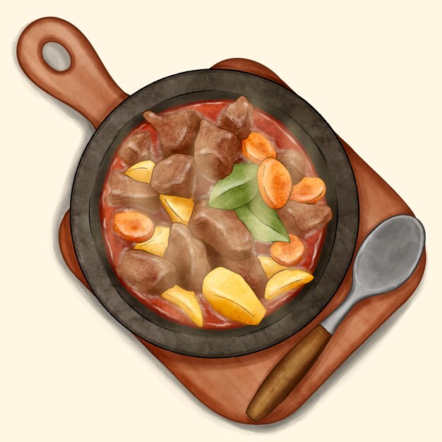 Ilustración de goulash acuarela