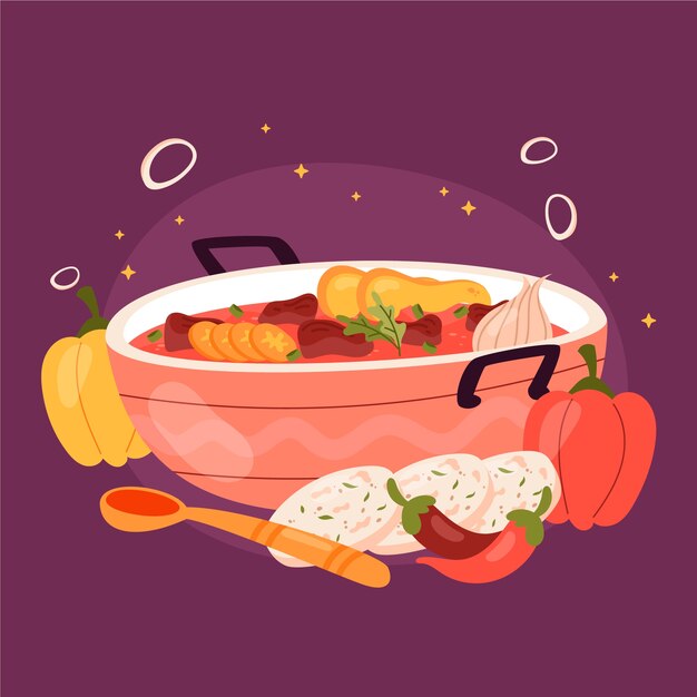 Ilustración de goulash dibujado a mano