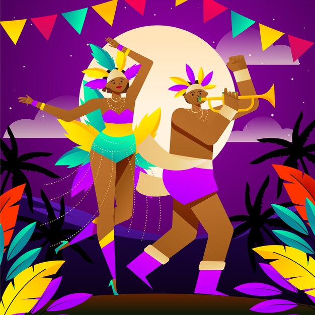 Ilustración en gradiente para la celebración del carnaval brasileño